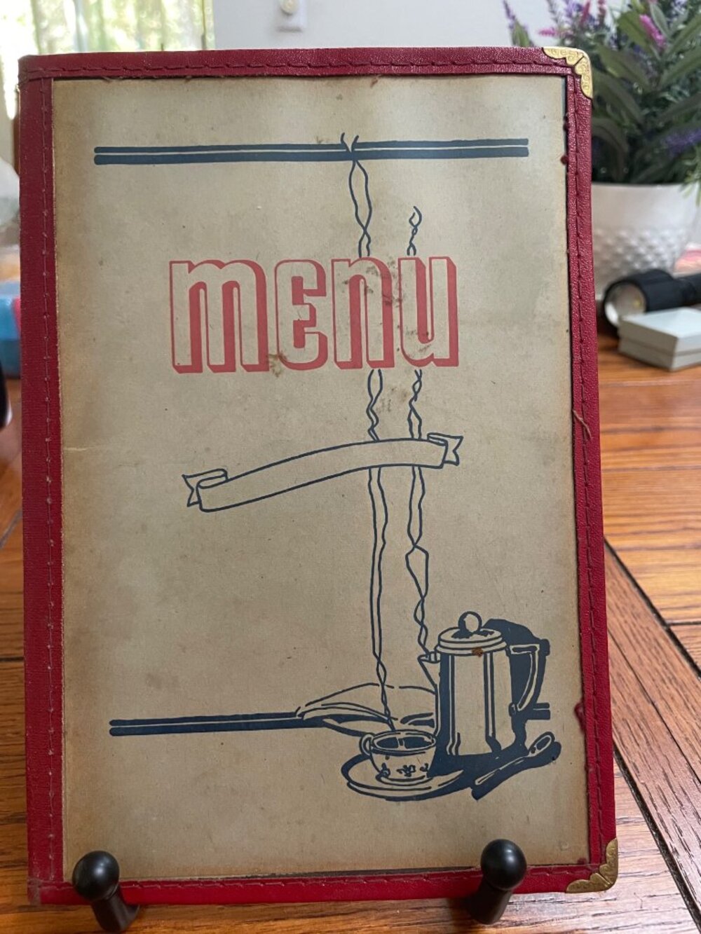 Vintage Dr Pepper Menu Cover With Cinco De Mayo Cafe Listings Red Leather Trim &